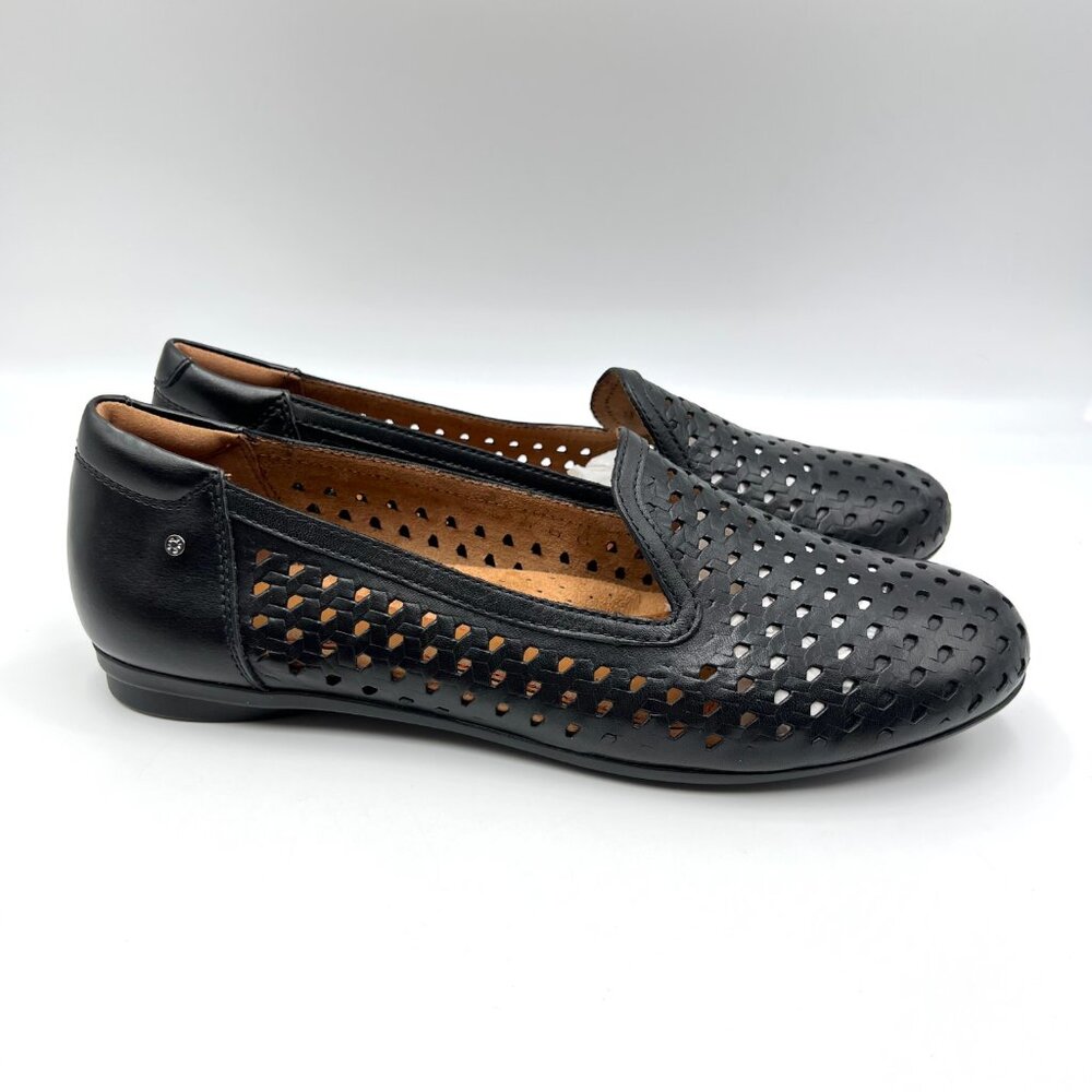 Cobb Hill Womens Size 9.5‎ Maiika Black Leather Perforated Flats Loafers Shoes